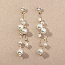 Load image into Gallery viewer, Long Pearl Tassel Earrings