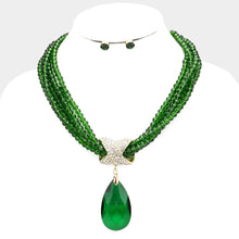Load image into Gallery viewer, Twisted Beaded Glass Crystal Teardrop Ornate Necklace
