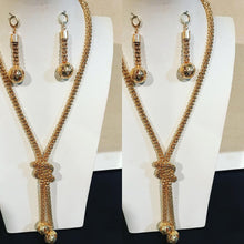 Load image into Gallery viewer, Gold Tone Gold Plated Long Necklace &amp; Earring Set
