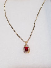 Load image into Gallery viewer, 14K Gold Filled Necklace  / Ruby Oval Pendant
