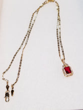 Load image into Gallery viewer, 14K Gold Filled Necklace  / Ruby Oval Pendant
