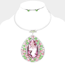 Load image into Gallery viewer, Crystal Teardrop Pave Evening Necklace  Set
