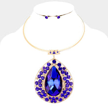 Load image into Gallery viewer, Crystal Teardrop Pave Evening Necklace  Set
