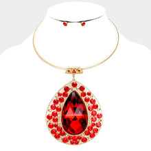 Load image into Gallery viewer, Crystal Teardrop Pave Evening Necklace  Set
