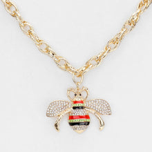 Load image into Gallery viewer, Rhinestone Embellished Honey Bee Pendant Necklace
