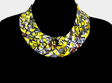 Load image into Gallery viewer, Braided Patterned Fabric Bib Necklace
