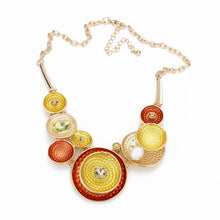 Load image into Gallery viewer, Stone Embellished Colored Round Metal Cluster Necklace
