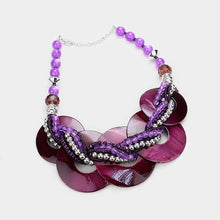 Load image into Gallery viewer, Purple Layered Round Shell Twisted Multi Beaded Necklace
