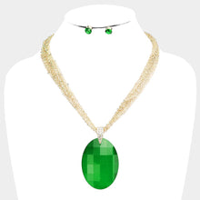 Load image into Gallery viewer, Layered Metal Chain Oval Glass Stone Necklace Set
