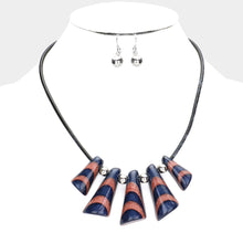 Load image into Gallery viewer, Blue Patterned Abstract Glitter Bead Necklace
