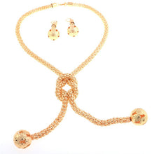 Load image into Gallery viewer, Gold Tone Gold Plated Long Necklace &amp; Earring Set
