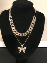 Load image into Gallery viewer, Butterfly Double Layer Full Diamond Thick Chain  Necklace
