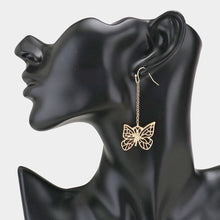Load image into Gallery viewer, Rhinestone Butterfly Chain Long Drop Earrings
