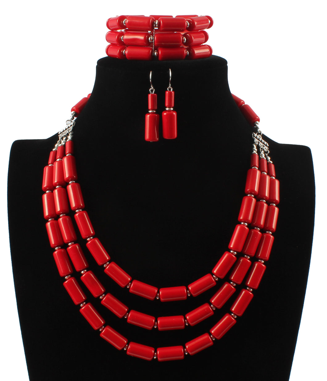 Women Fashion Choker Multilayer Resin Pendant Statement Bib Necklace Set