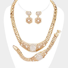 Load image into Gallery viewer, Rhinestone Pave Snake Chain Necklace 3-Pieces  Jewelry Set
