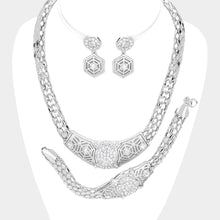 Load image into Gallery viewer, Rhinestone Pave Snake Chain Necklace 3-Pieces  Jewelry Set
