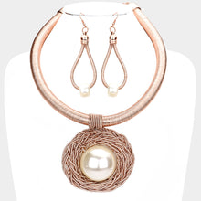 Load image into Gallery viewer, Rose Gold Braided Cord Pearl centered Necklace
