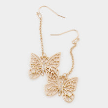 Load image into Gallery viewer, Rhinestone Butterfly Chain Long Drop Earrings
