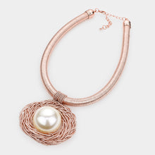 Load image into Gallery viewer, Rose Gold Braided Cord Pearl centered Necklace
